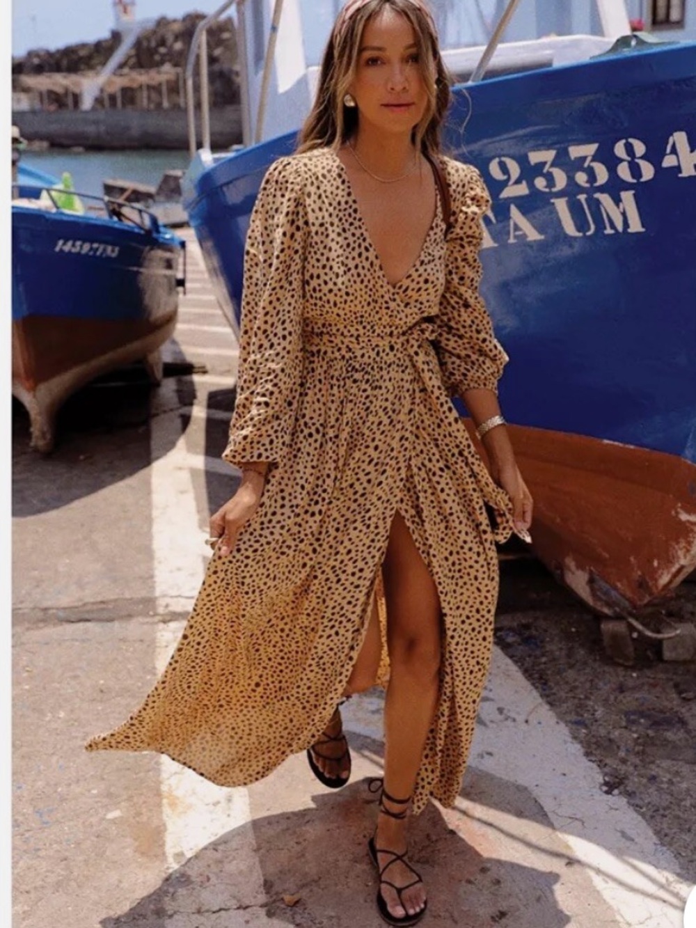 Billabong Nine Lives Animal Print Wrap Maxi Dress